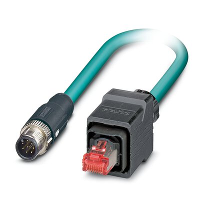 1407430 Phoenix Contact - NBC-MS/ 1,0-94B/R4QC SCO Network cable, Ethernet CAT5 (1 Gbps), 8-position, shielded, Plug straight M12, coding: A SPEEDCON / IP67, on Plug straight RJ45 Push Pull / IP67, cable length: 1 m