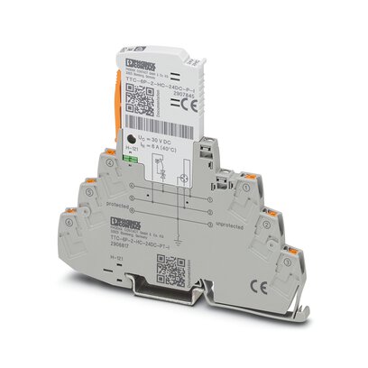 2906817 Phoenix Contact - TTC-6P-2-HC-24DC-PT-I Surge protection, consisting of protective plug and base element, with integrated status indicator for a 2-wire floating signal circuit with high nominal current.