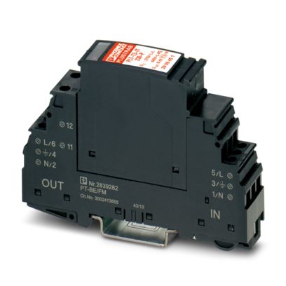 2906450 Phoenix Contact - PLT-T3-IT-230-FM Surge protection type 3, as device protection for termination devices in IT systems, error indication and remote indicator contact. Design: 230 V AC