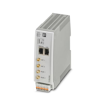 1234353 Phoenix Contact - TC ROUTER 4102T-4G EU WLAN Industrial 4G LTE router, EU device, 3G (UMTS/HSPA) and 2G (GPRS/EDGE) fallback, WLAN access point 802.11a/b/g/n, 150 Mbps, 2.4 GHz + 5 GHz, 2-port switch, firewall, NAT, IPsec and OpenVPN support, 4 DI, 2 DO