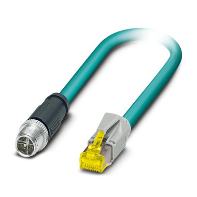 1407473 Phoenix Contact - NBC-M12MSX/ 5,0-94F/R4AC Network cable, Ethernet CAT6A (10 Gbps), CC-Link IE CAT6A (10 Gbps), 8-position halogen-free, shielded (Advanced Shielding Technology), Plug straight M12, coding: X / IP67, on Plug straight RJ45, coding: X / IP20, cable length: 5 m