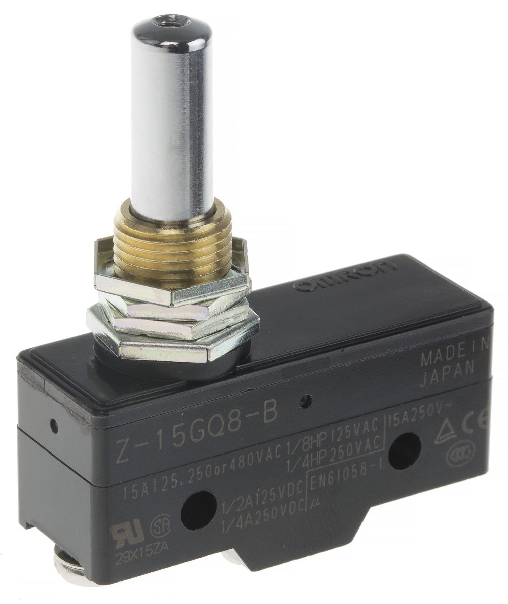 Z-15GQ8-B Omron Panel mount plunger, General load General type, SPDT, Rated through current 15 A, Screw terminal (M4)