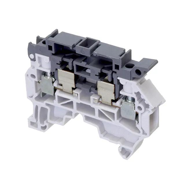 1SNK508410R0000 TE Connectivity Modular Terminal Blocks, Fuse, Screw Clamp Terminal Block, Gray & Dark Gray, Product Spacing .315 in [8 mm], 2 Position, DIN Rail, ENTRELEC SNK; Alias: ZS4-SF1