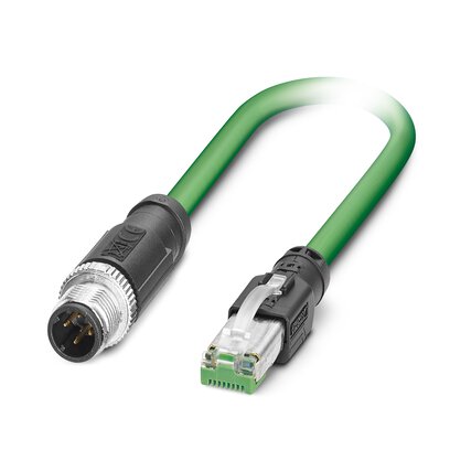1407501 Phoenix Contact - NBC-M12MSD/ 5,0-93B/R4AC Network cable, PROFINET CAT5 (100 Mbps), EtherCAT CAT5 (100 Mbps), 4-position, shielded (Advanced Shielding Technology), Plug straight M12, coding: D / IP67, on Plug straight RJ45 / IP20, cable length: 5 m