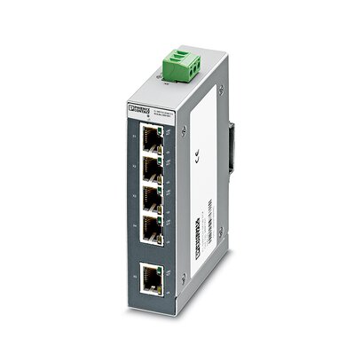 1071801 Phoenix Contact - FL SWITCH SFNB 5TX-PNE Ethernet switch, five TP RJ45 ports, automatic detection of data transmission speed of 10 or 100 Mbps (RJ45), autocrossing function. The multicast filter will block PROFINET PTCP-Delay traffic. EtherNet/IP-based traffic will be prioritized over standard traffic.